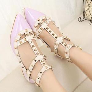 Fashion Sweety Elagent Rivet Pointed Flats Shoes..
