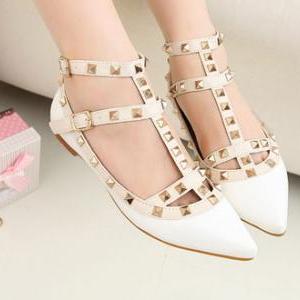 Fashion Sweety Elagent Rivet Pointed Flats Shoes..