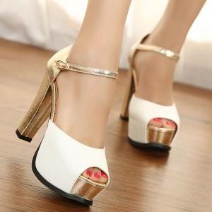 Fashion Fish Mouth Thick High Heel Shoes For Lady