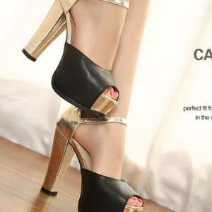 Fashion Fish Mouth Thick High Heel Shoes For Lady