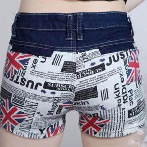 Fashion Woman Skinny Jeans Shorts English Letters..