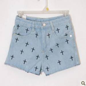 Women Vintage Embroidery Cross Light Color High..