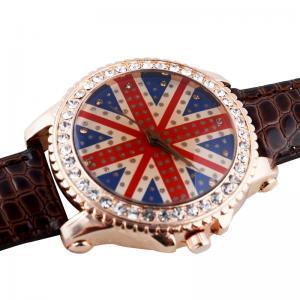 Fashion Round Dial Analog Uk Flag Strap Watch With..