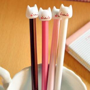 4 Pcs Cute Cat Shaped Gel Pen Roller Pen (wjb0013)