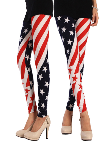 Fashion Usa Flag Stripe Star Tight 9 Minutes Of Leggings For Woman/girls