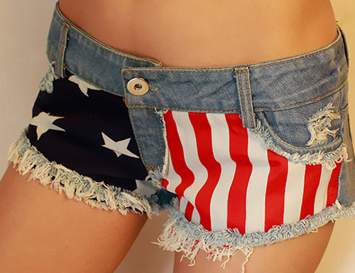 Women Fashion Short Denim Cowboy Usa Flag Short Pants Shorts on Luulla