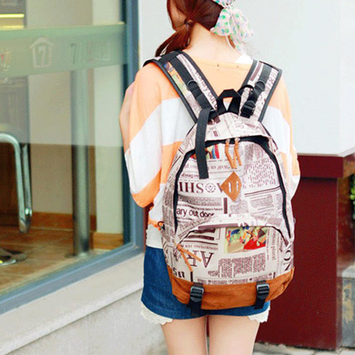 Fashion Newspaper Design Students' Backpack Schoolbag (ssnb0021)