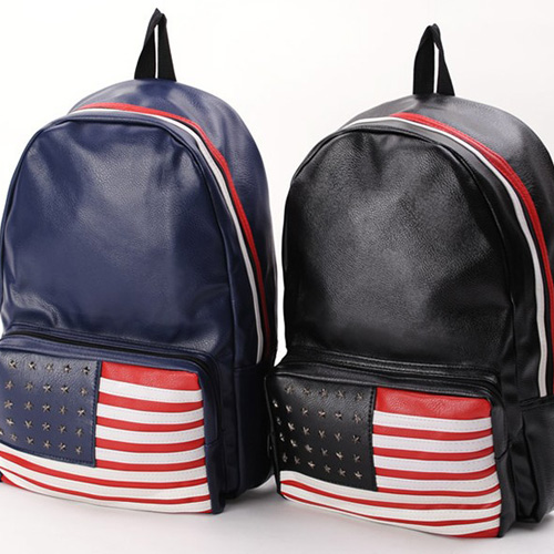 Fashion Usa Flag Rivet Backpack Leather Bag (ssnb0026)