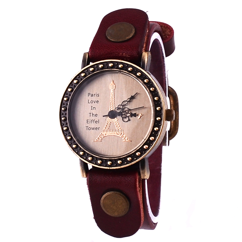Eiffel Tower Style Women's Pu Band Quartz Analog Wrist Watch (red) - Yw00145r