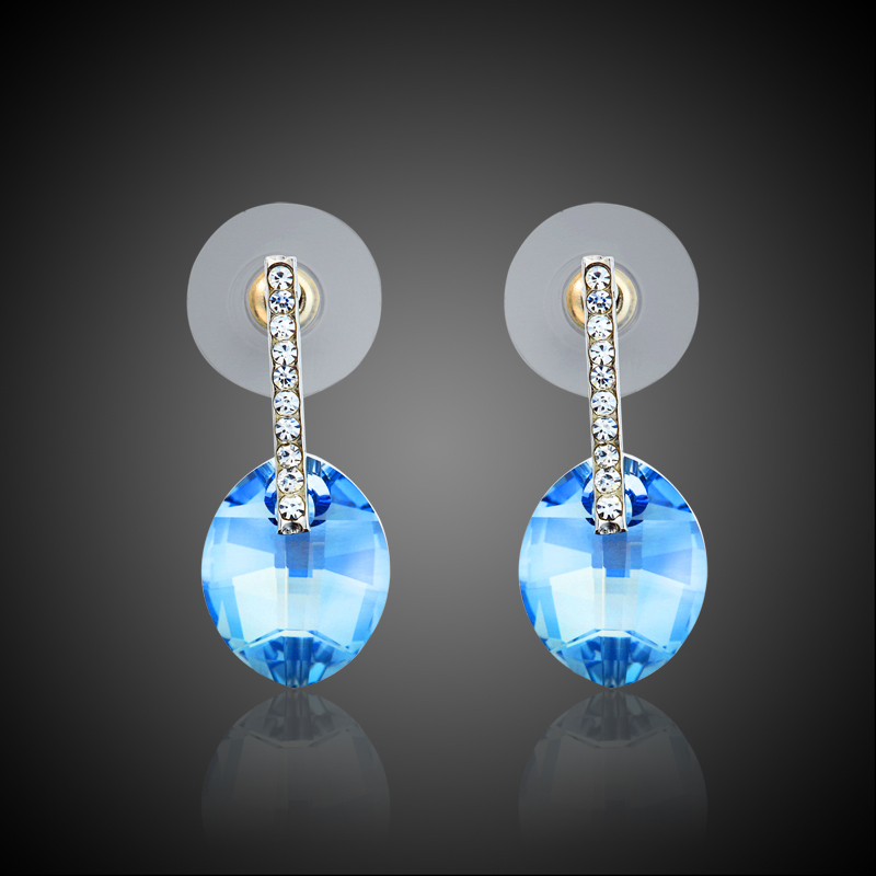 Fashion Simple Style Blue Rhinestone Earrings For Lady + Sseh0150 on Luulla